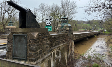 Point Pleasant Bridge near flood waters